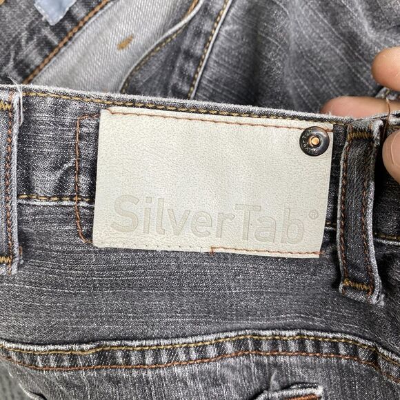 Vintage Levis SilverTab Jeans Mens 40x30 Gray Baggy Fit Distressed Y2k 90s Denim - Picture 5 of 16